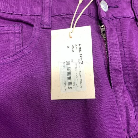 NEW FRNCH Paris Aline Violet Jeans Women’s Size 28 Wide Leg High Waisted Rise - Picture 10 of 15